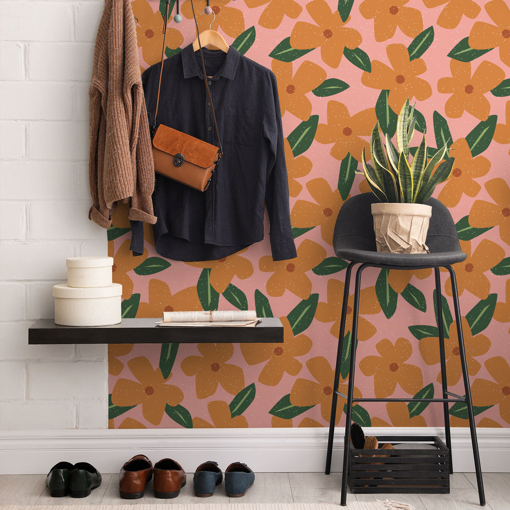 LH900274 - Flower Bomb Wallpaper - Pink & Orange - Lust Home