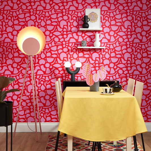 LH900280 - Doodle Wallpaper - Red & Pink - Lust Home