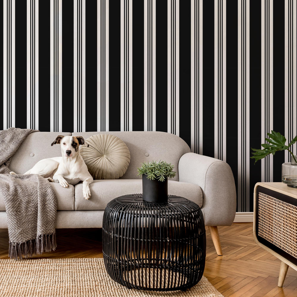 LH900289 - Stripes on Stripes Wallpaper - Monochrome - Lust Home