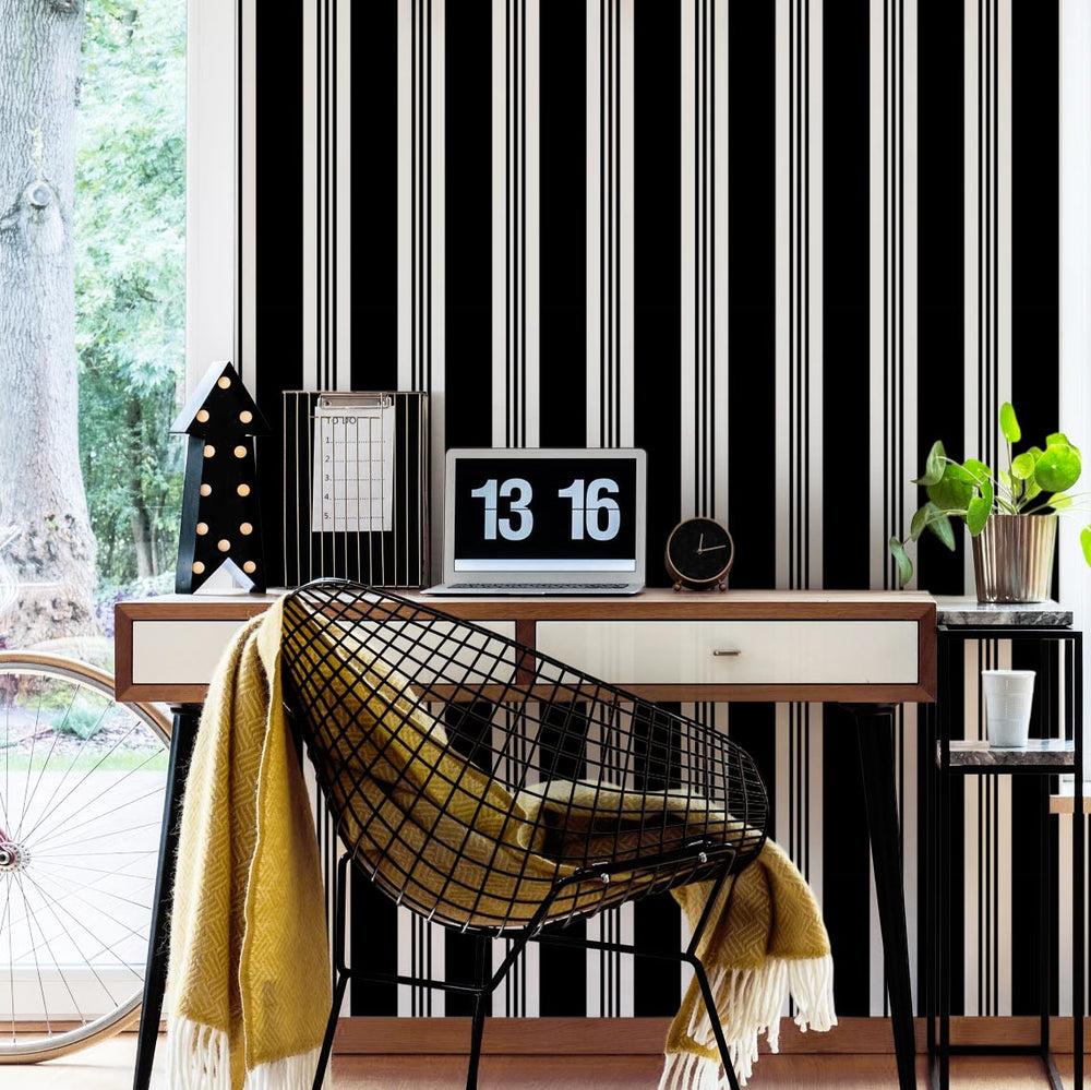 LH900289 - Stripes on Stripes Wallpaper - Monochrome - Lust Home