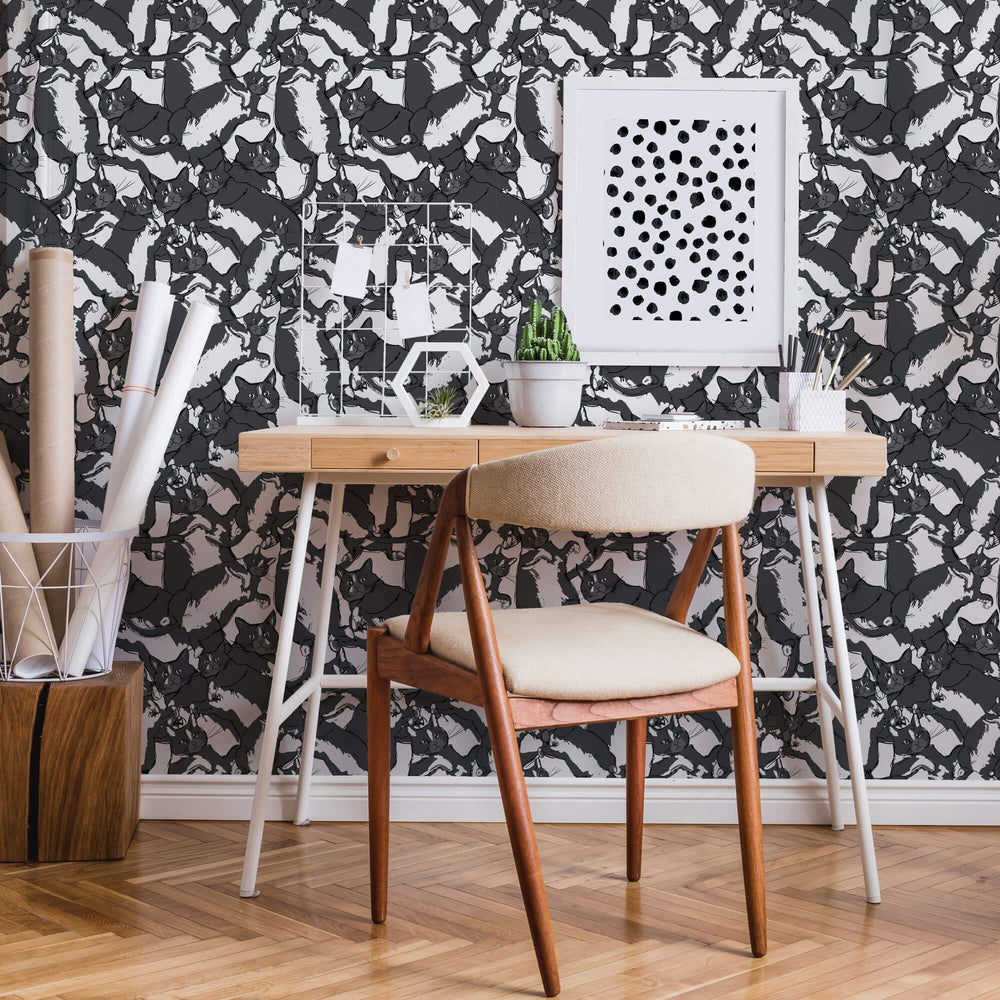 LH900310 - Cat-astrophe Wallpaper - Shades of Grey - Lust Home