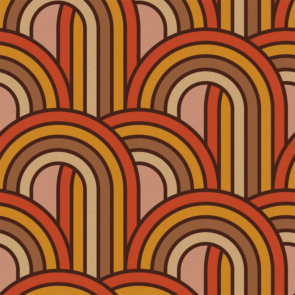 LH900349 - Keep On Rollin' Wallpaper - Burnt Orange, Ochre, Toffee Brown & Sand - Lust Home
