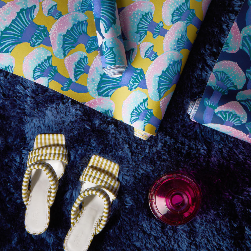 LH900367 - Fun Guy Wallpaper - Mustard Yellow, Sky Blue & Pink - Lust Home
