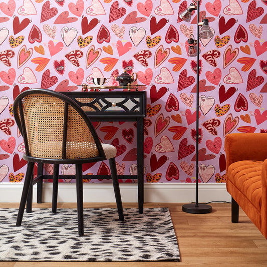 LH900376 - Wild at Heart Wallpaper - Shades of Orange & Pink on Palma Violet - Lust Home