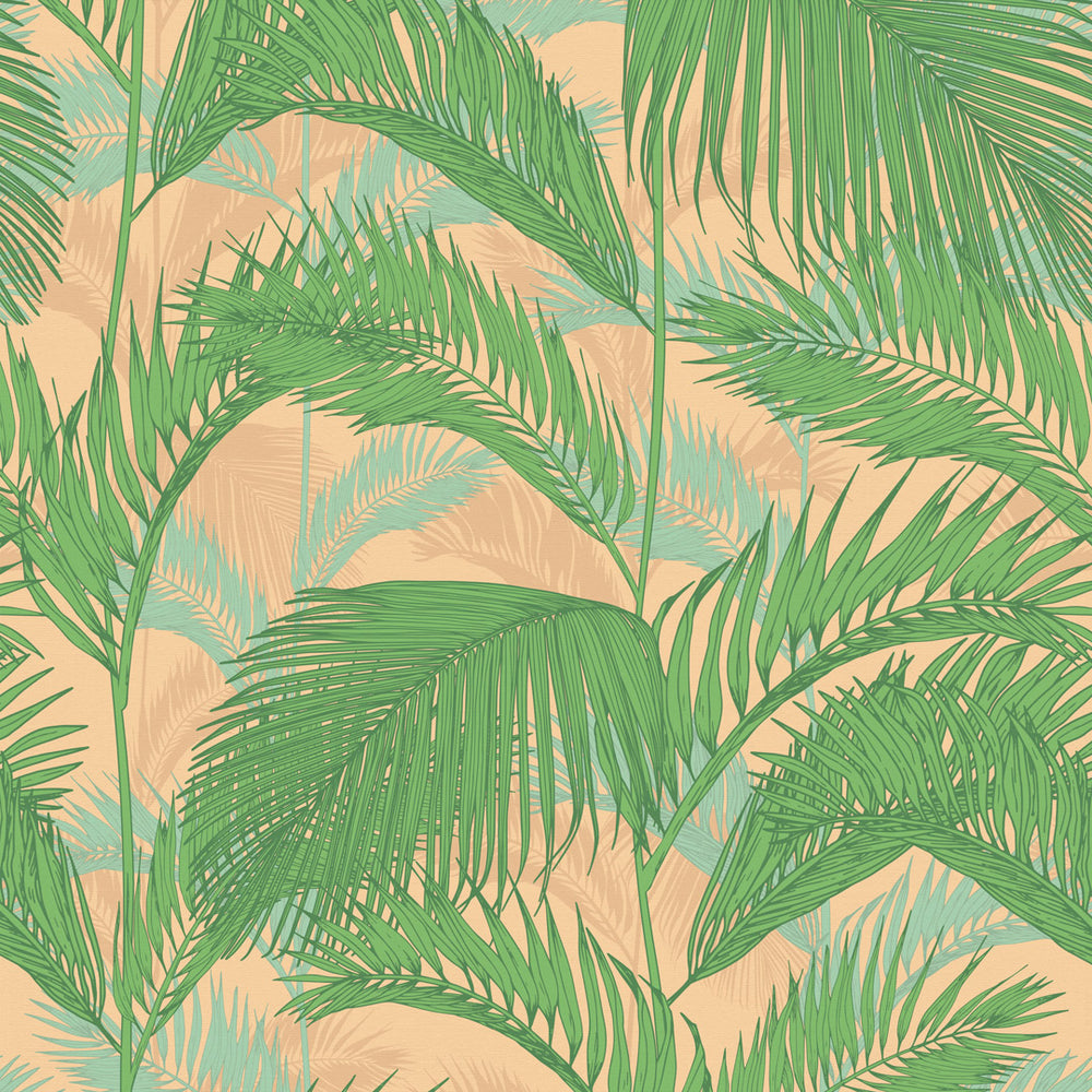 LH900389 - Miami Vibe Wallpaper - Grass Green & Peach - Lust Home