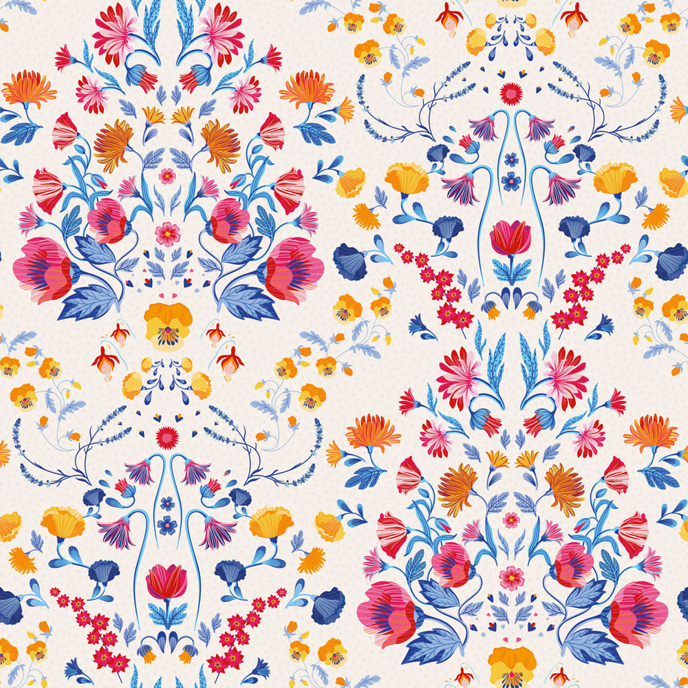 LH900392 - Forget Me Not Wallpaper - Citrus, Fuchsia & Cobalt Blue - Lust Home
