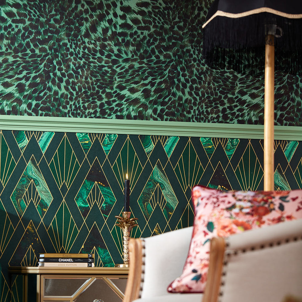 LH900395 - Lady Leopard Wallpaper - Emerald - Lust Home
