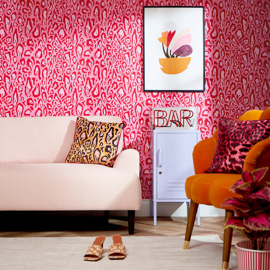 LH900398 - Animal Instinct Wallpaper - Candy Pink & Red - Lust Home