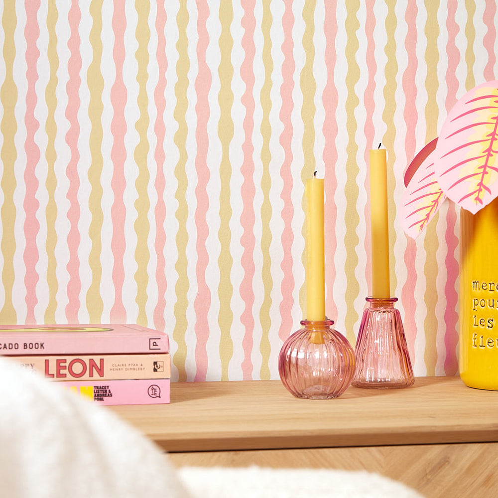 LH900442 - Get A Wiggle On Wallpaper - Candy Floss & Lemon Sherbet - Lust Home