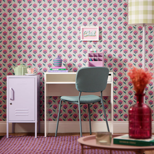 LH900447 - Happy Glamper Wallpaper - Magenta & Spearmint - Lust Home