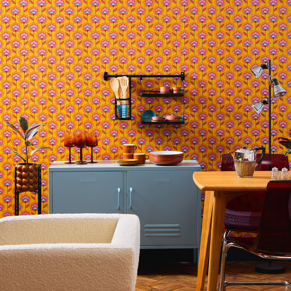 LH900449 - Happy Glamper Wallpaper - Clementine & Magenta - Lust Home