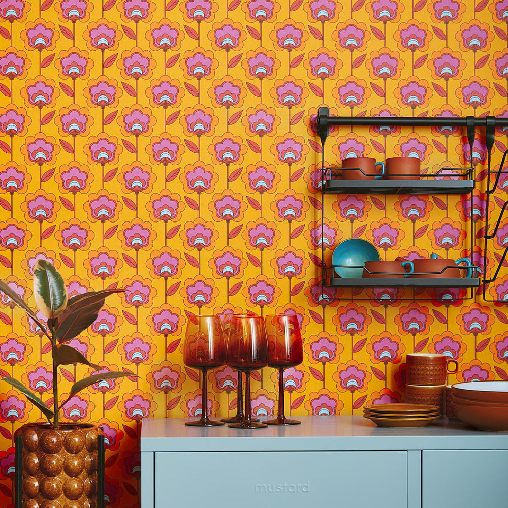 LH900449 - Happy Glamper Wallpaper - Clementine & Magenta - Lust Home
