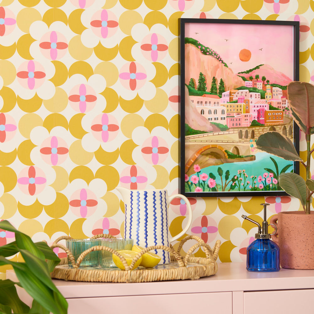 LH900454 - Day Dreamer Wallpaper - Mustard & Candy Floss on Gluten Free - Lust Home