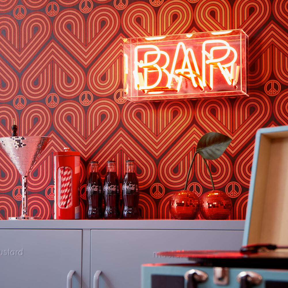LH900464 - Peace and Love Wallpaper - Coral & Rouge on Twilight - Lust Home