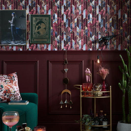 LH900490 - Chicago Wallpaper - Burgundy Marble - Lust Home