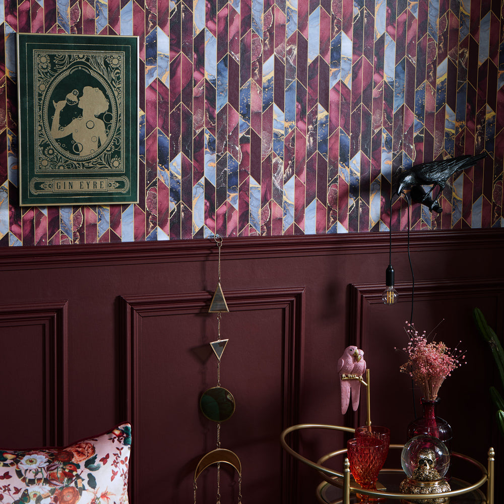 LH900490 - Chicago Wallpaper - Burgundy Marble - Lust Home