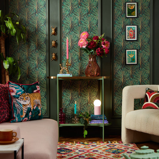 LH900493 - Jungle Beat Wallpaper - Jungle Green & Gold - Lust Home