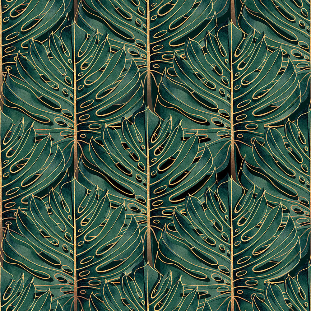 LH900493 - Jungle Beat Wallpaper - Jungle Green & Gold - Lust Home