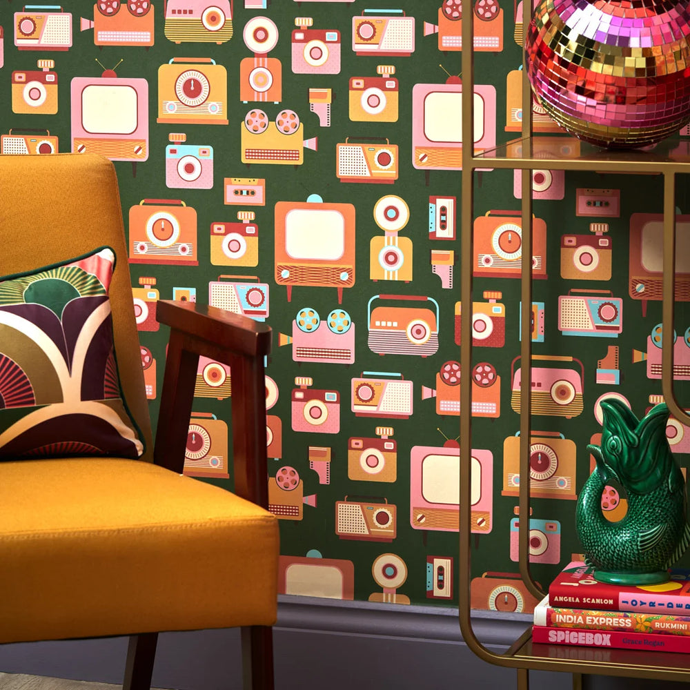 LH900502 - Back in Time Wallpaper - Brights on Smashed Avo - Lust Home