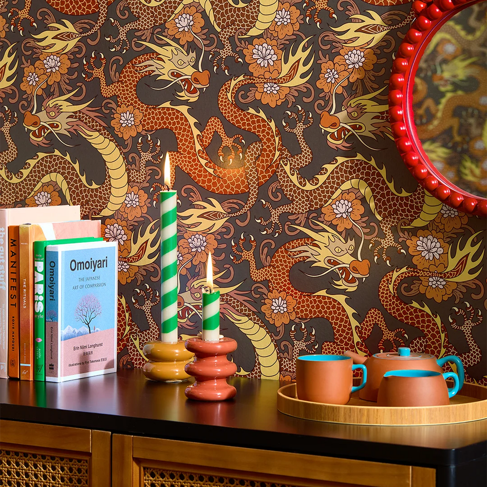 LH900526 - Year of the Dragon Wallpaper - Spicy Oranges - Lust Home