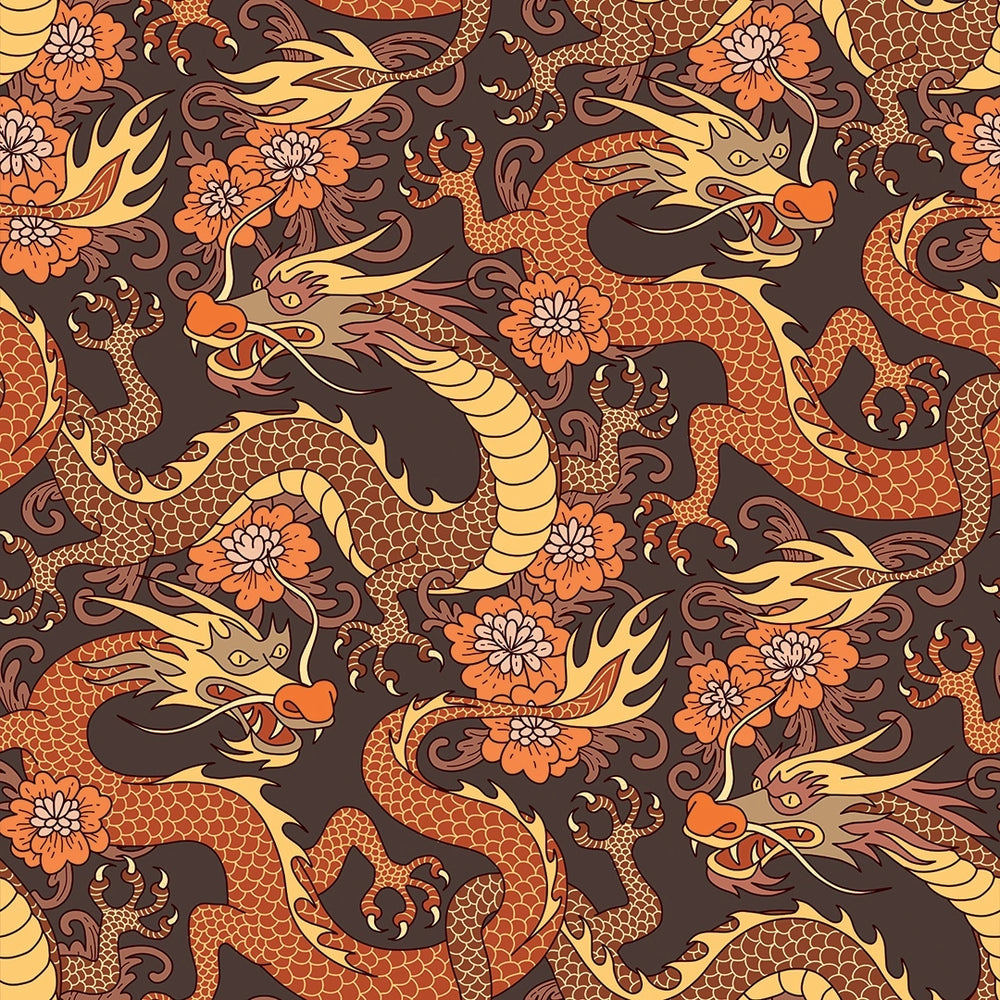 LH900526 - Year of the Dragon Wallpaper - Spicy Oranges - Lust Home