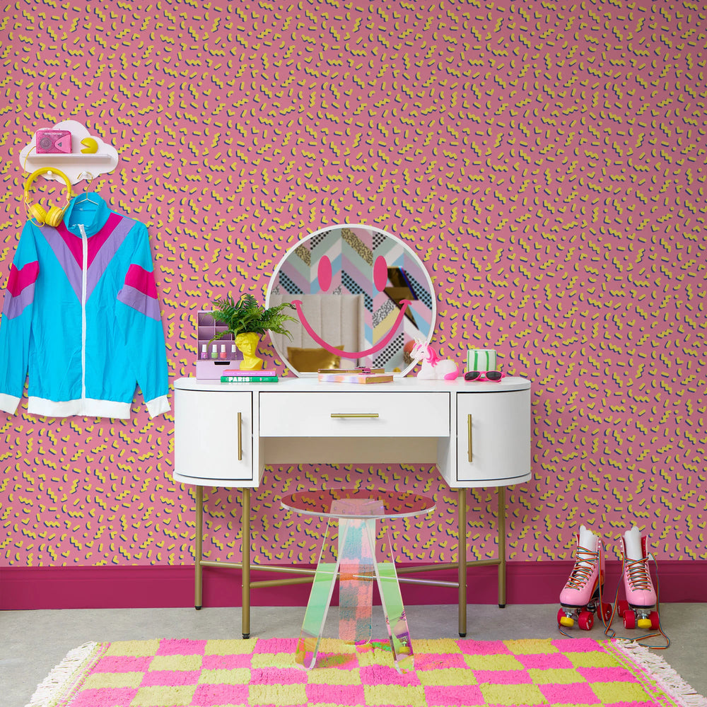 LH900531 - Move To The Music Wallpaper - Grapefruit & Fluorescent Yellow - Lust Home