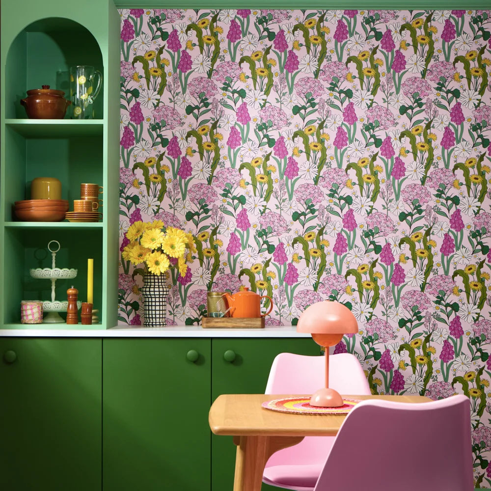 LH900569 - Cottage Garden Wallpaper - Pink Dusk - Lust Home