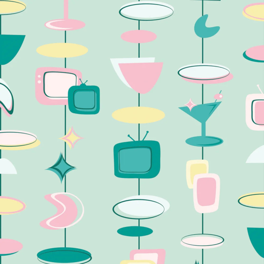 LH900580 - Happy Hour Wallpaper - Strawberry & Buttercream on Mint Milkshake - Lust Home