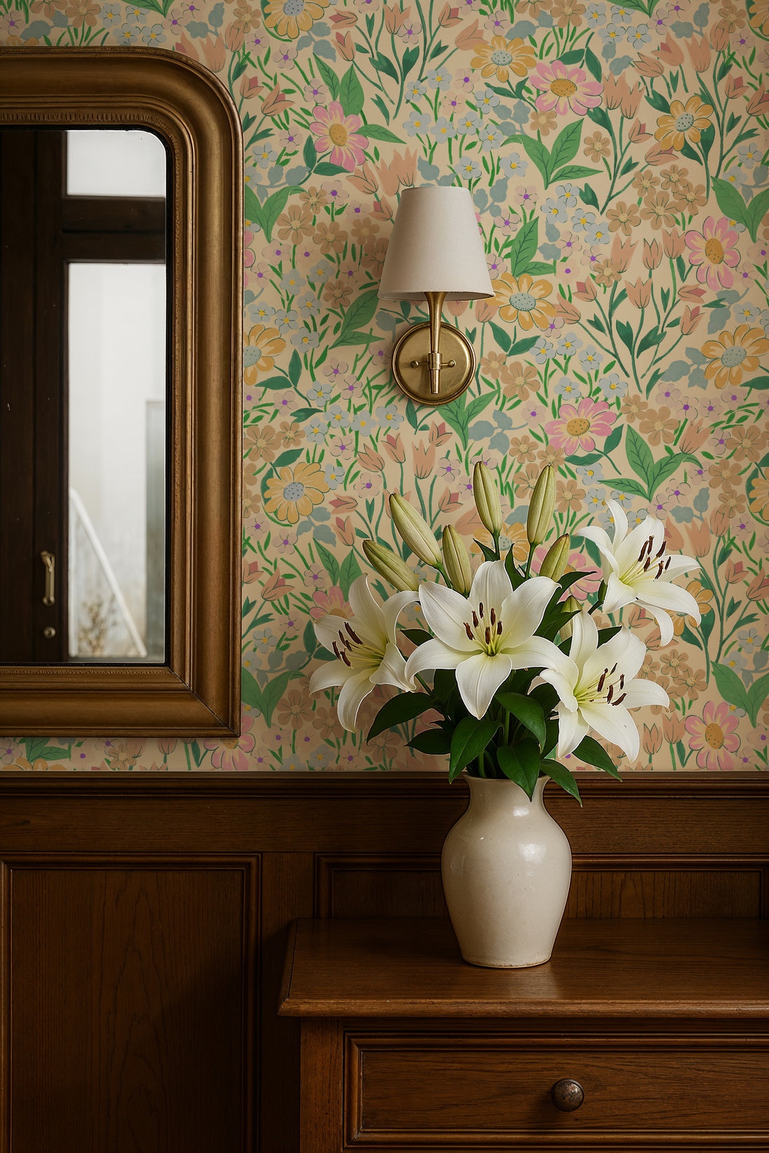 Lola Wallpaper - Fern - Summer Gray
