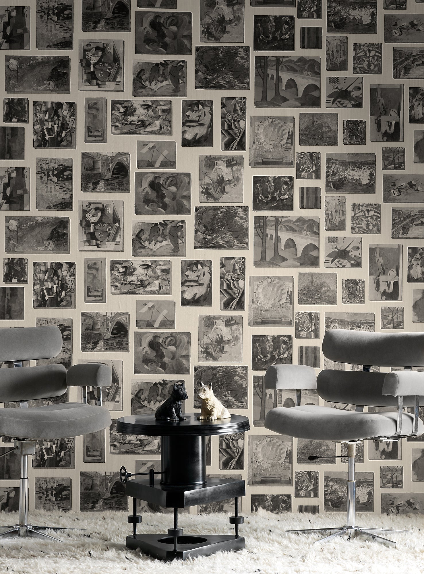 MUSROSTA - Rockefeller Wallpaper - Stone  - Andrew Martin