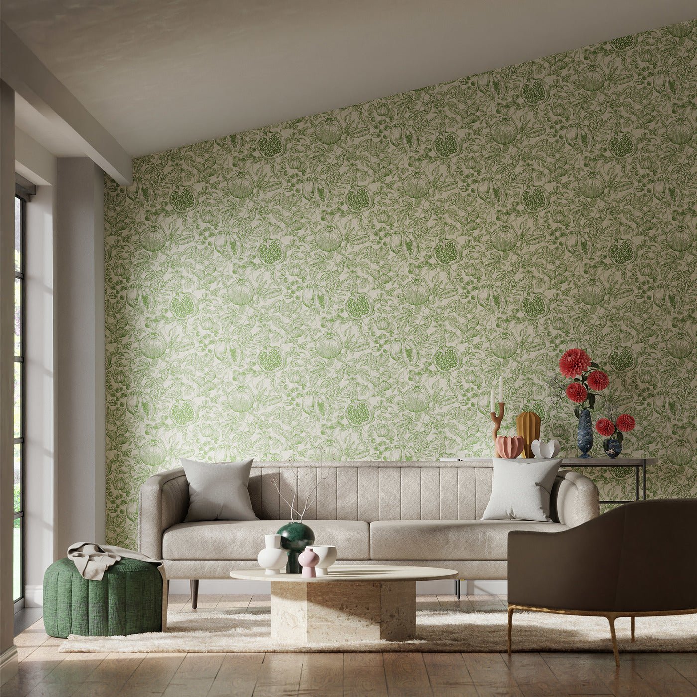 Melograno Wallpaper - Forest/First Light - HQN3112923 - Harlequin