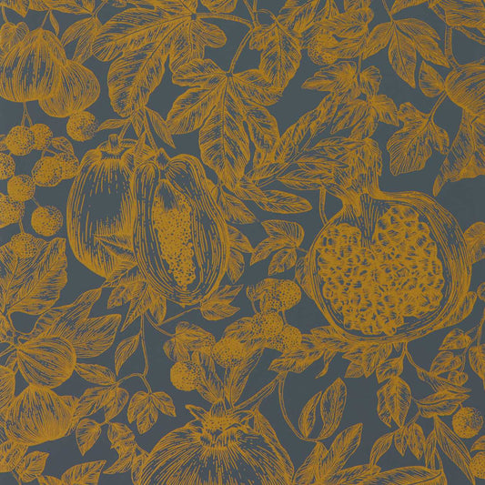 Melograno Wallpaper - Gold/Wild Water - HQN3112926 - Harlequin