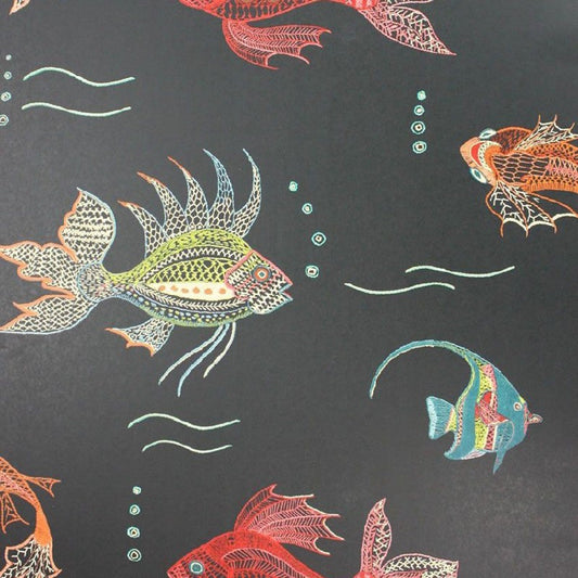NCW3833-01 - Aquarium Wallpaper - Black - Nina Campbell