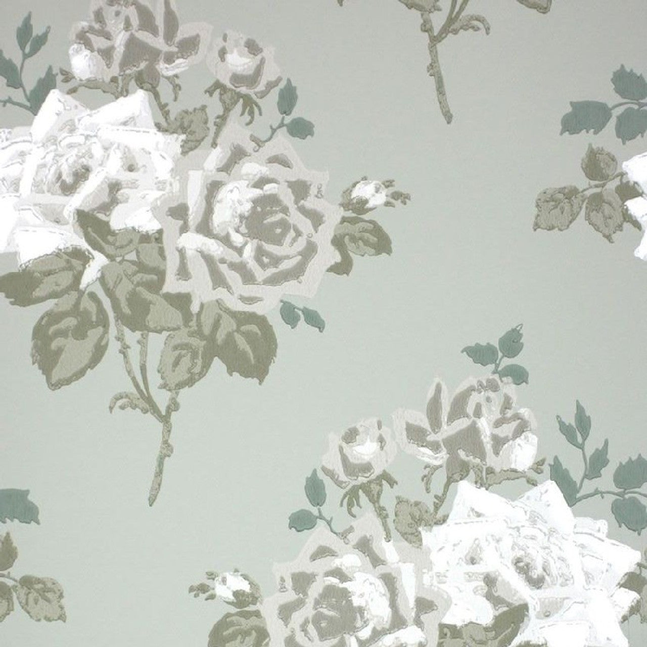 NCW4033-03 - Rosa Alba Wallpaper - Silver - Nina Campbell