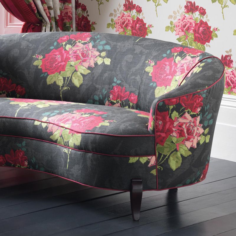 NCW4033-05 - Rosa Alba Wallpaper - Black - Nina Campbell