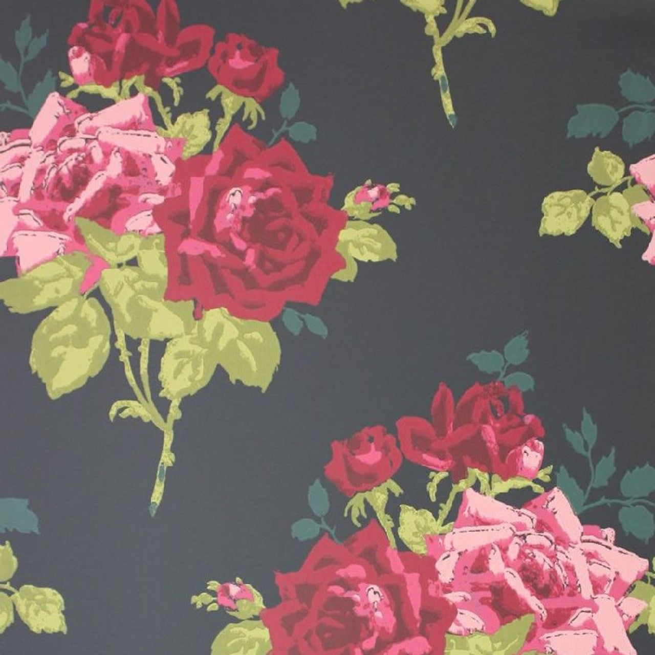 NCW4033-05 - Rosa Alba Wallpaper - Black - Nina Campbell
