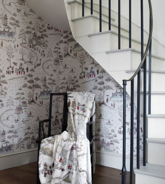 NCW4180-02 - Cathay Parade Wallpaper - Brown/Gold/Red - Nina Campbell