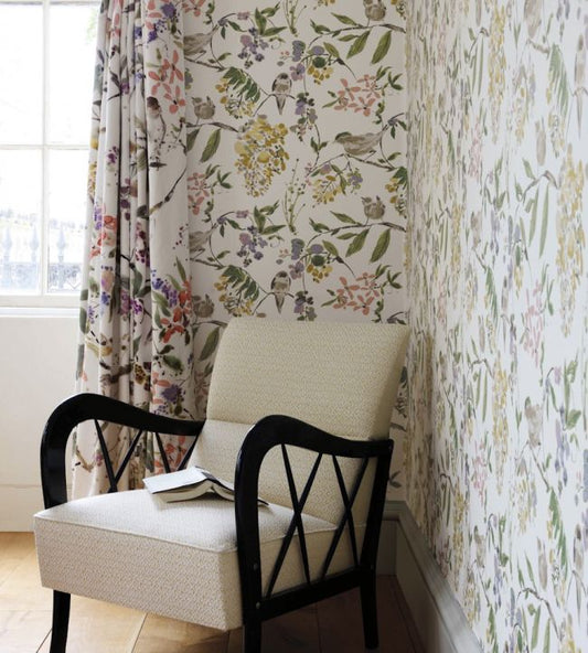 NCW4182-01 - Penglai Wallpaper - Coral/Lavender/Green - Nina Campbell