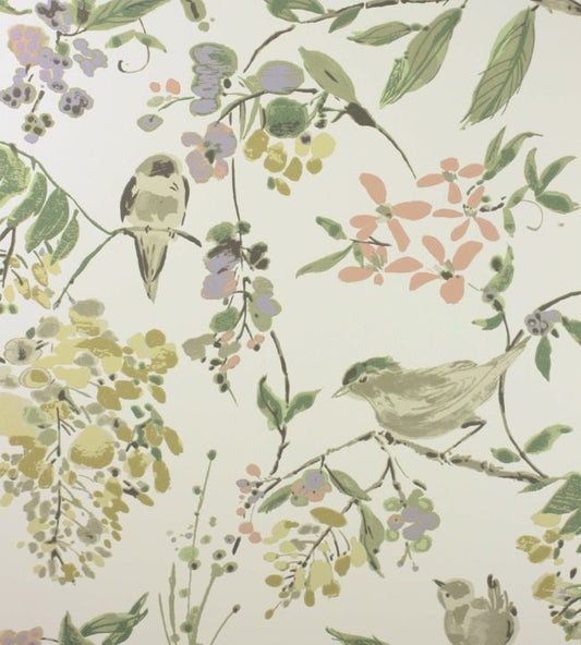 NCW4182-01 - Penglai Wallpaper - Coral/Lavender/Green - Nina Campbell