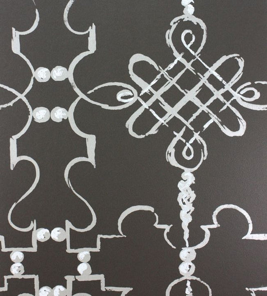 NCW4308-01 - Portavo Wallpaper - Chocolate/Silver - Nina Campbell