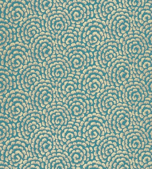 NCW4395-01 - Kingsley Wallpaper - Peacock/ Gold - Nina Campbell