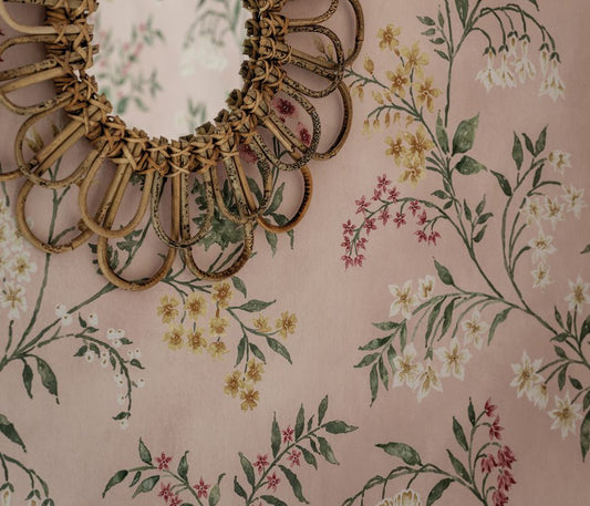 NCW4491-01 - Almora Wallpaper - Pink/ Yellow/ Sage - Nina Campbell