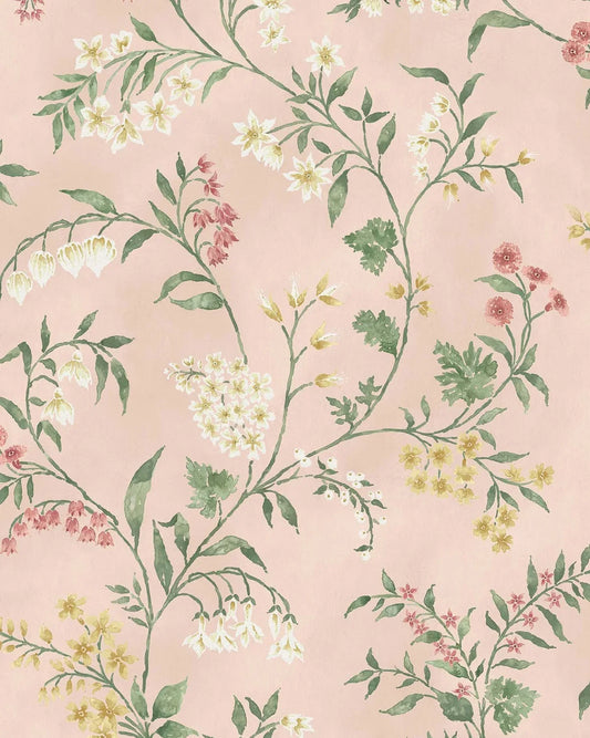 NCW4491-01 - Almora Wallpaper - Pink/ Yellow/ Sage - Nina Campbell