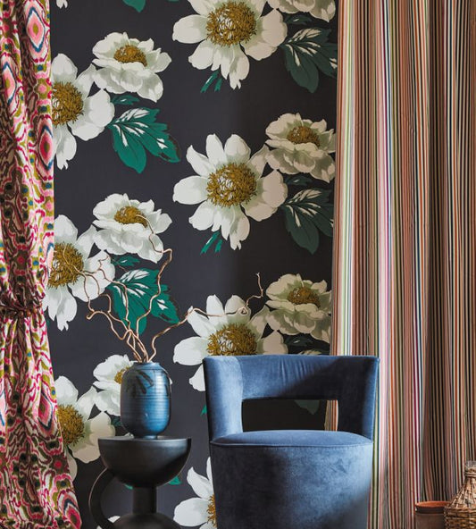 Paeonia Wallpaper - Azurite/Meadow/Nectar - HQN2112842 - Harlequin