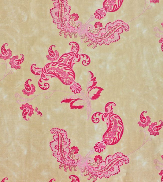 Paisley Fabric - Hot Pink On Tea Stain - BGF020301 - Barneby Gates