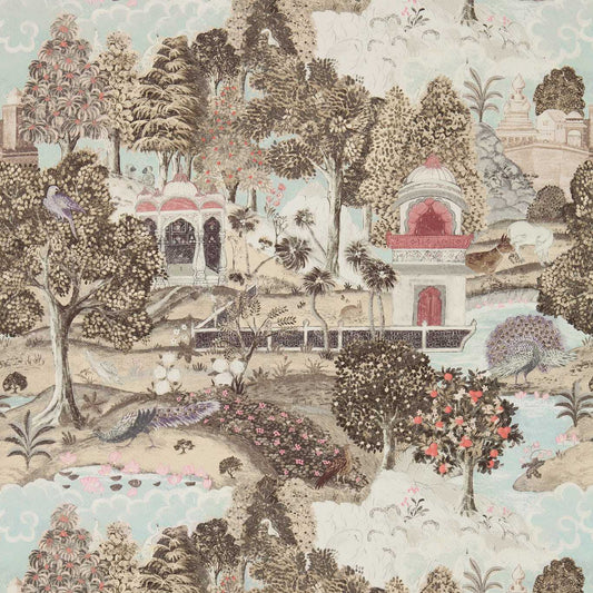 Peacock Garden Wallpaper - Linen/Silver - ZJAI311742 - Zoffany