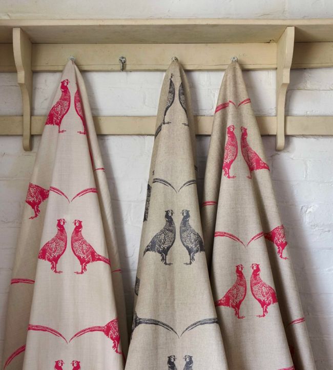 Pheasant Fabric - Pink on Cream - BGF030401 - Barneby Gates