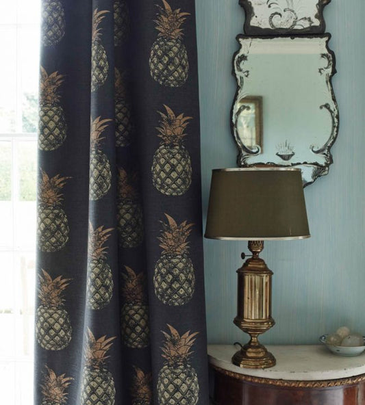 Pineapples Fabric - Gold On Charcoal - BGF020503 - Barneby Gates