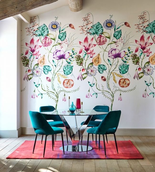 Quintessence Wallpaper - Lagoon/Cerise - HZAP111775 - Harlequin