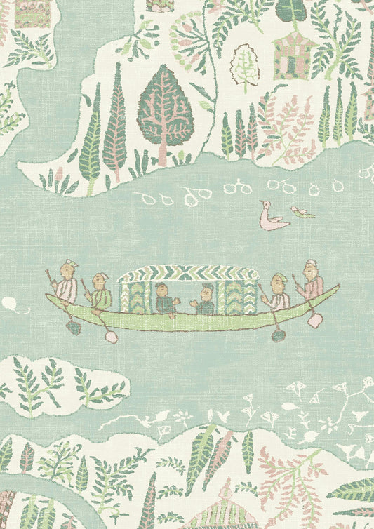 Regatta Wallpaper - Pistachio Rose - Lewis & Wood